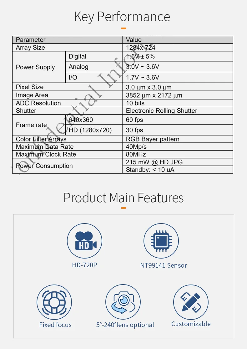 DGZX99141-A50 NT99141 sensor QR code scan recognition dvp Camera Module 720P 30FPS jpeg format插图2