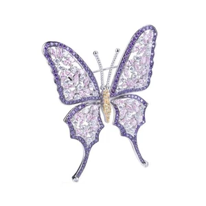 Keiyue Luxury Women's Purple Butterfly Brooches Beautiful Lifelike Holiday Hijab Pins and Lapel Pins for Wedding Party Gift