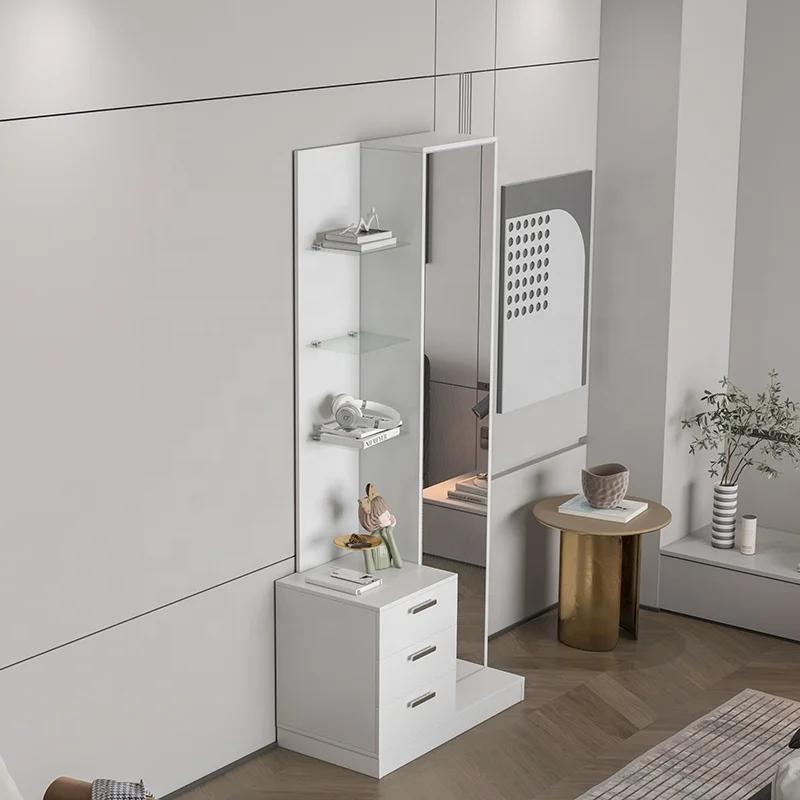 White Dressing Table with Mirror and Drawers Bedroom Furniture Modern Style Storage Drawers