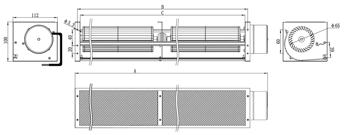 Cross Flow Fan, 65mm, 24V - detail 8