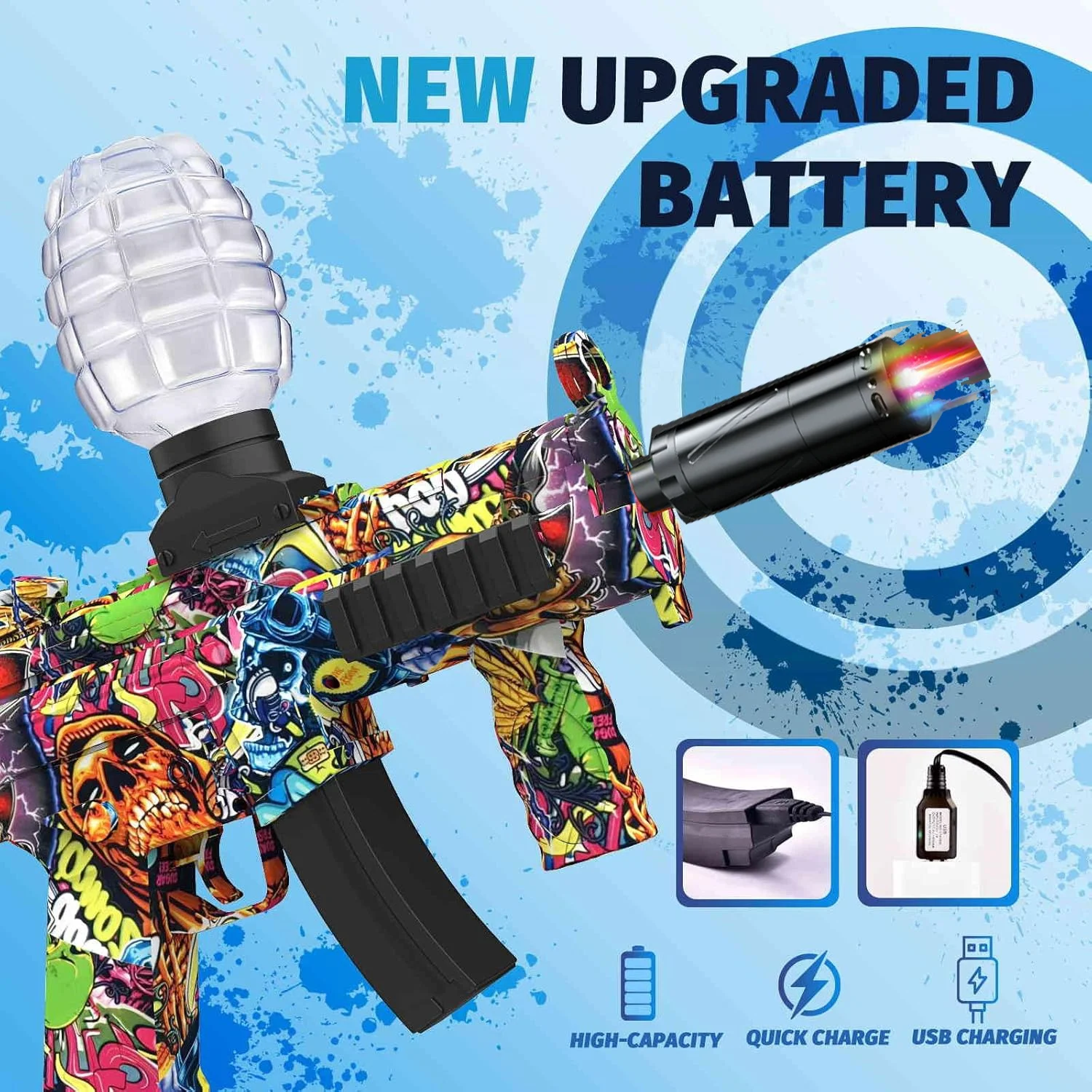 MP5 56CM Automatic Electric Gel Ball Blaster - Fun Outdoor Toy