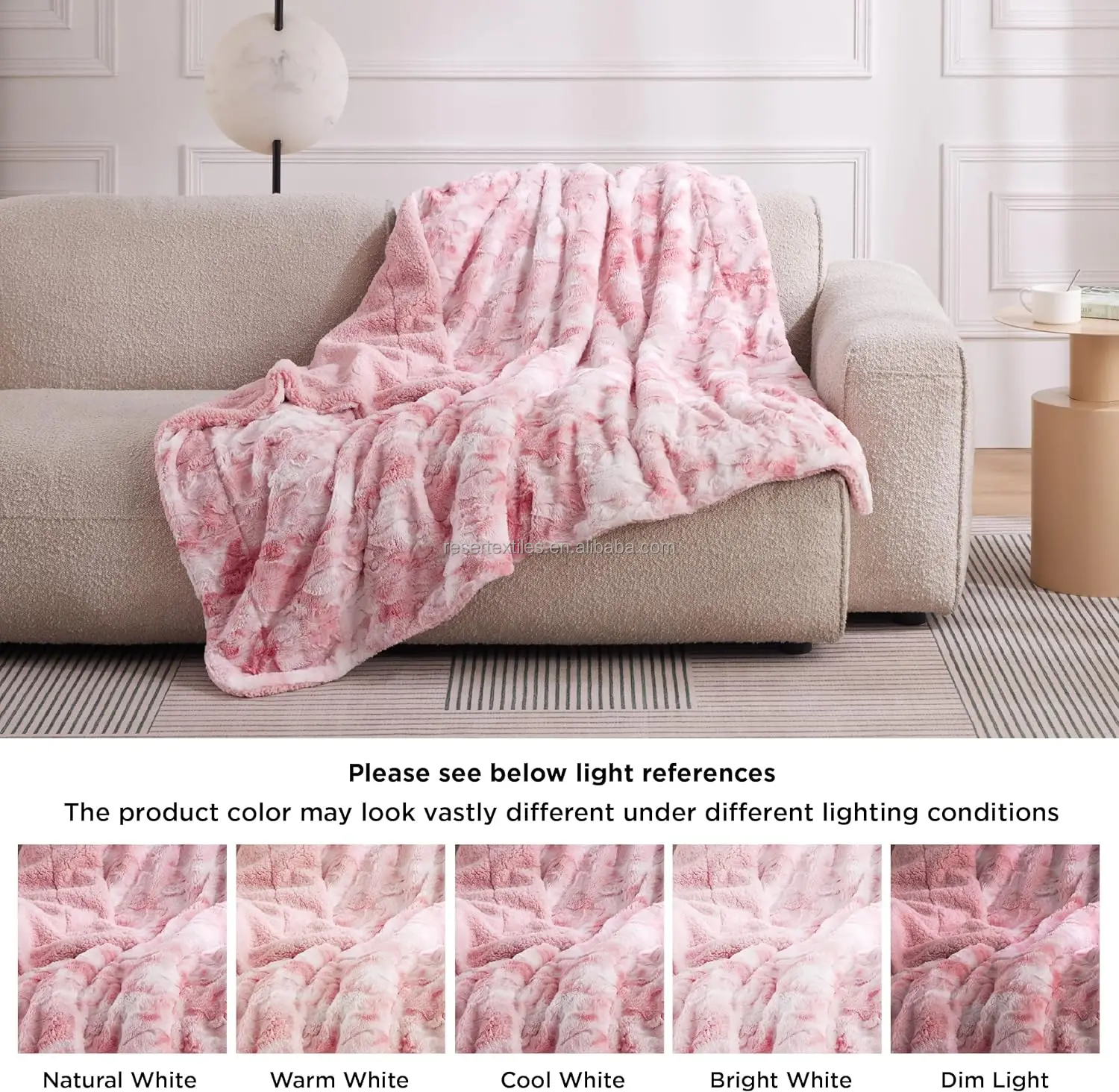 Luxury Plush Eco-Friendly Faux Fur Mink Throw Blanket Soft Lightweight Knitted Anti Dust Mite Winter Modern Home Decor Cozy