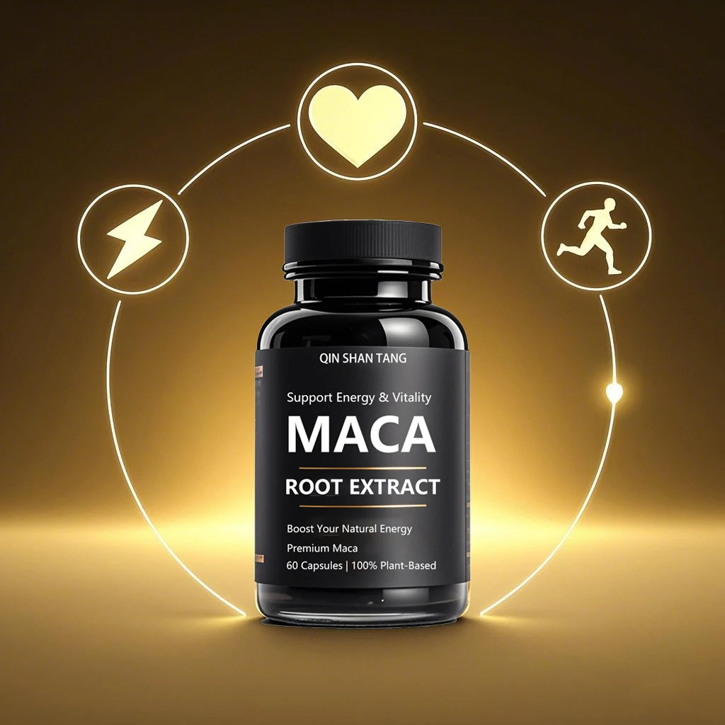 Qinshantang Private Labels Oem Sexmax Energy Boost Black Maca and Ginseng Strong Man Capsules