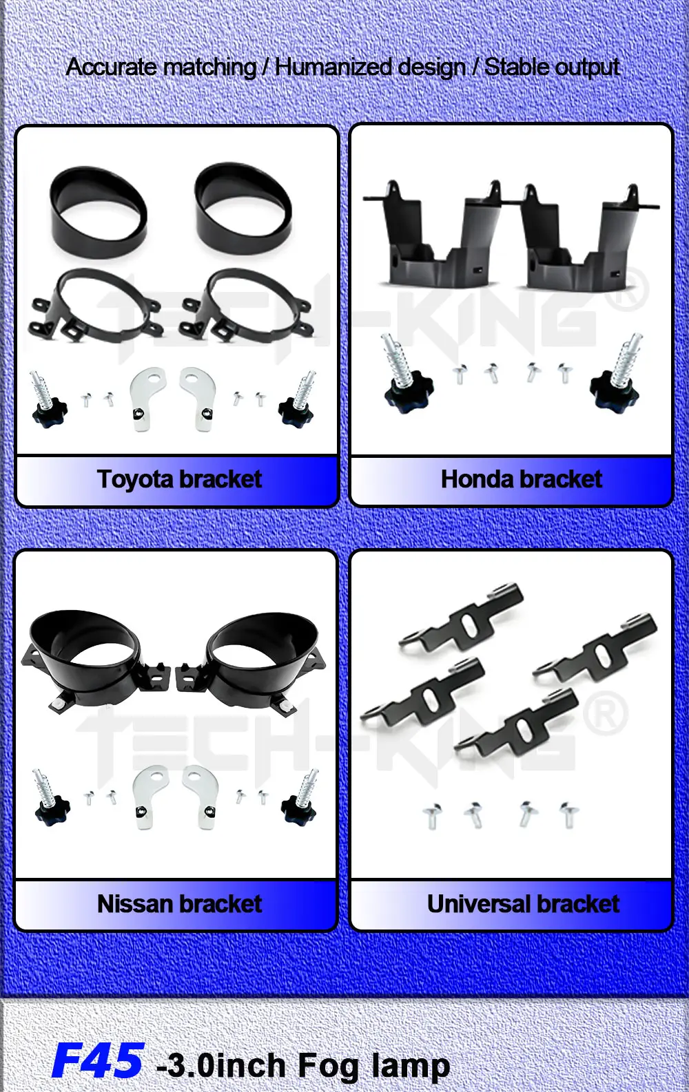 TECH-KING 75W Bi LED laser fog lights Tri-colors high power for car with 3 laser 3 inch Bi ed projector Lens Led Fog Bulbs