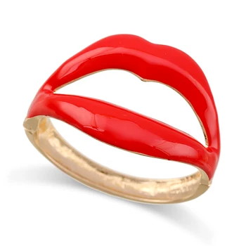 KAYMEN New Arrivals Big Mouth Shape Statement Bangle Trendy Enameled Colors Cuff Bracelet for Women Hot Selling Fashion Jewelry