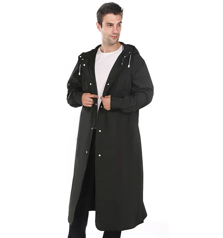 Oem New Design Black Waterproof Raincoat Fashion Women Men Long Rain ...