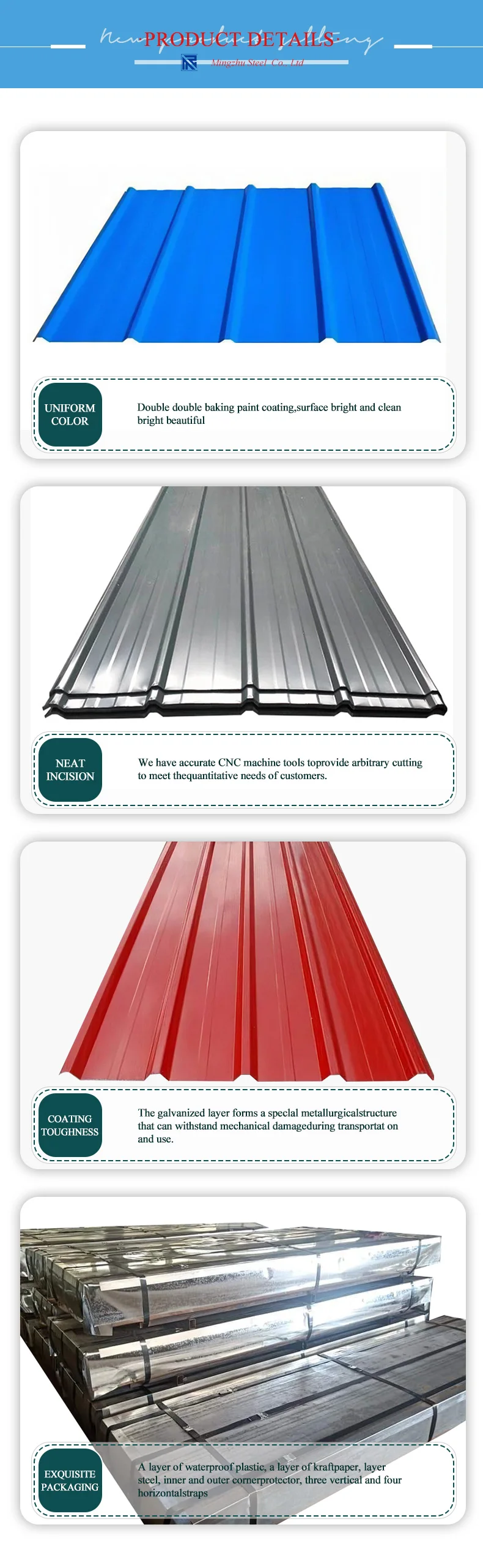 Roof Color Sheet Metal Roof Sheet Design Zinc Aluminium Plate Dx51d Rich Color Strong Durability 9177