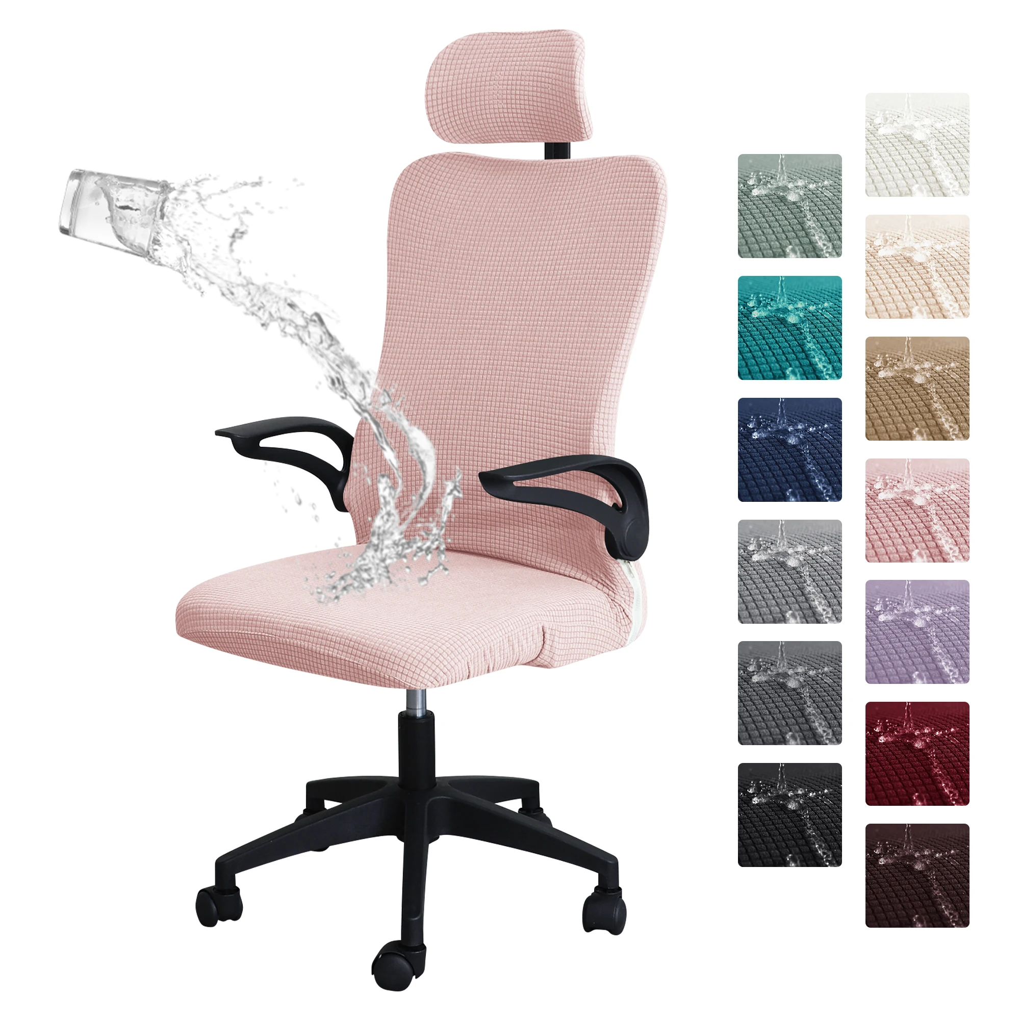 Forcheer Ergonomic Office Chair Cover Set With Headrest Cover Water Repellent Managerial Chair Cover for Office Executive Chair