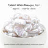 Perle baroque blanche naturelle, forme rectangulaire