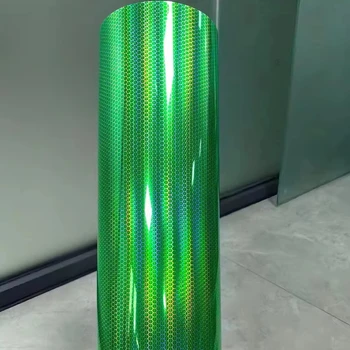 New High Quality Hexagon Honey Comb Rainbow Laser  Car Headlight Film favose Car Lamp Vinyl film
