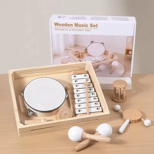 Children Montessori Learning Toy Music Instrument Play Set Sound Sensory Game Early Educational Baby Music Wooden Toys for Kids