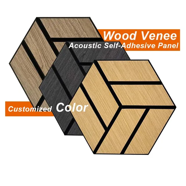 wood venee acoustic panel hexagon wall self-adhesive hexagonal acoustic panels with Self Adhesive