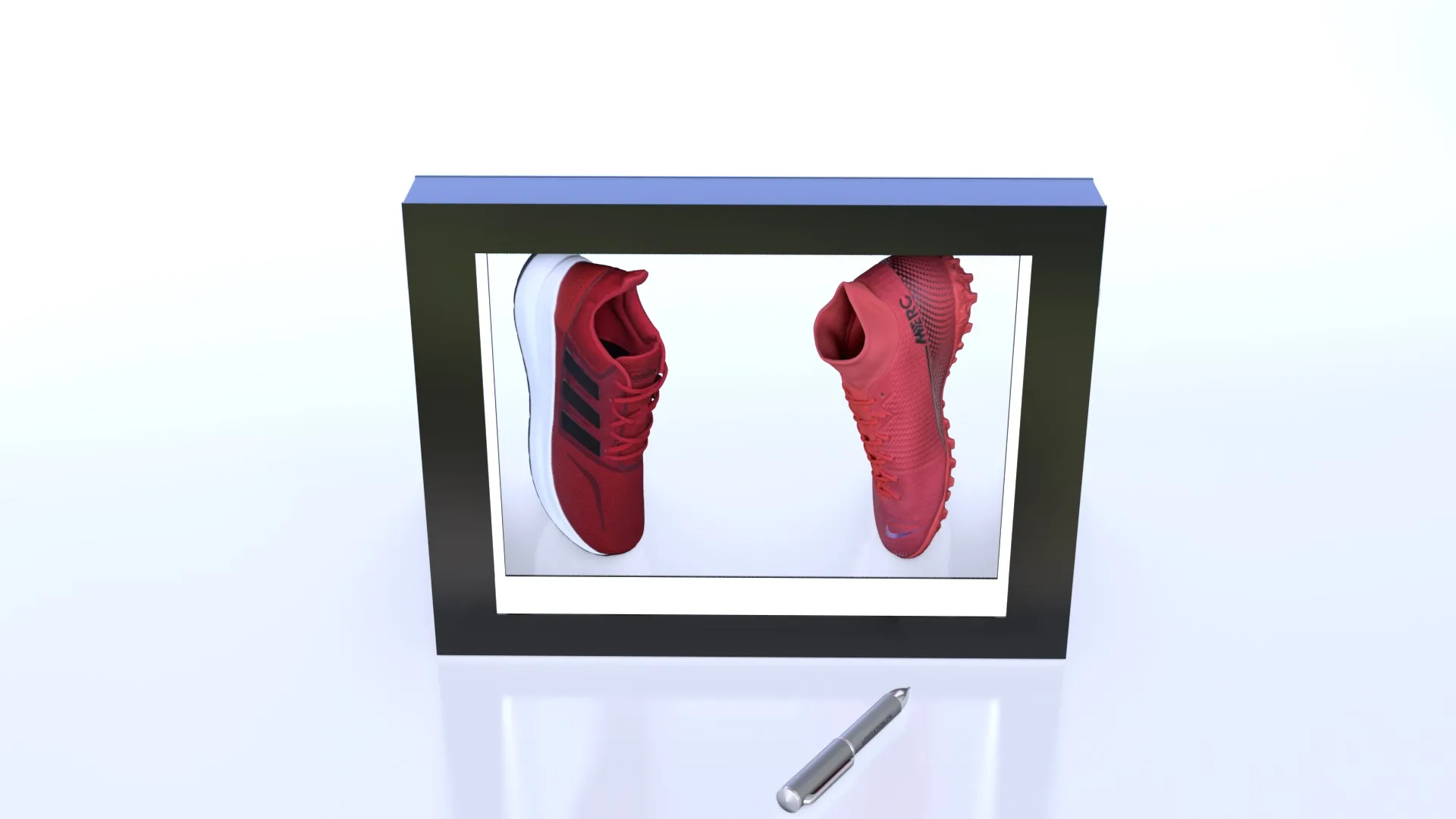 Customize  Acrylic Magnetic Floating Levitation Two Shoes Display Stand for Reseller Shoe Store Advertisement
