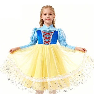 Disney Flared Tulle Skirt Airy Texture Girls Snow White Gown Children Princess TV & Movie Costume for Christmas Celebrations