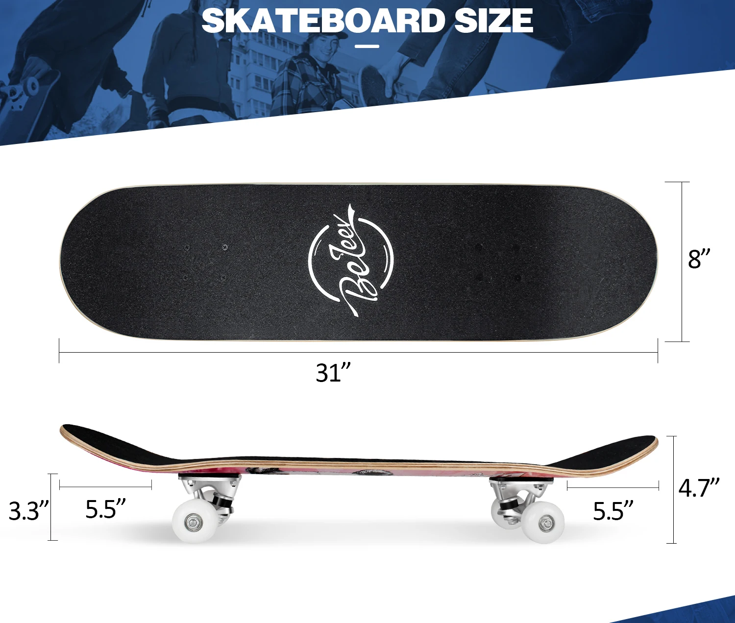 Custom 100 7 Ply Canadian Maple Pro Wooden Skate Skateboard Decks