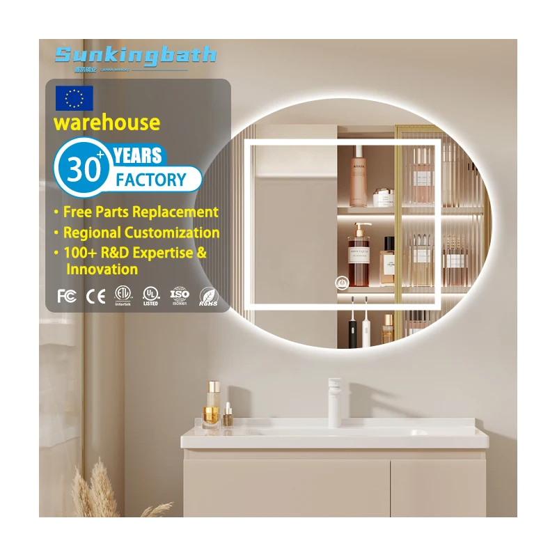 Modern Vanity Bathroom Cabinets Led Mirror Waterproof Furniture Luxurious Wall Mount Mirror Espejo Con Luz LED