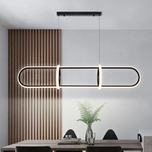 New Modern Minimalist Art Strip LED Pendant Light Restaurant Chandelier