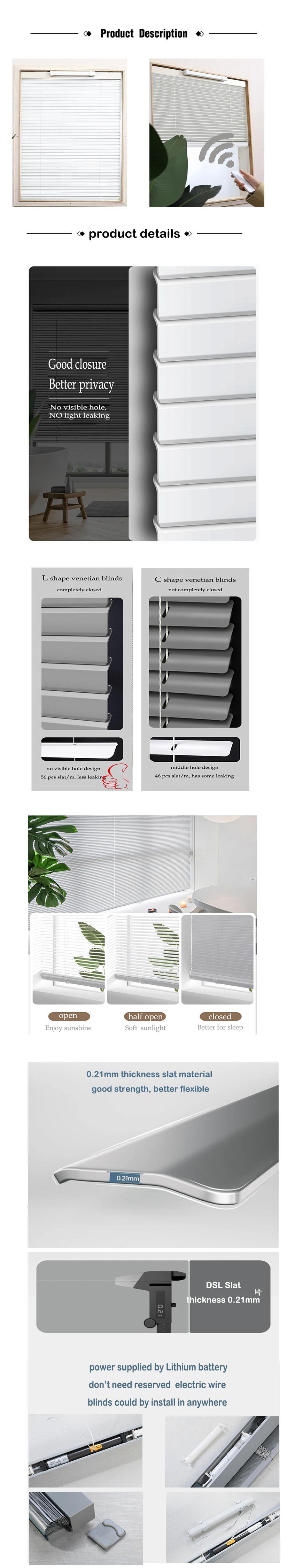 Aluminum china smart electric blinds black out