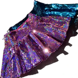 Custom Design Chic Sequin Short Skirt Elegant a Line Shining Fashion Girls Skirt