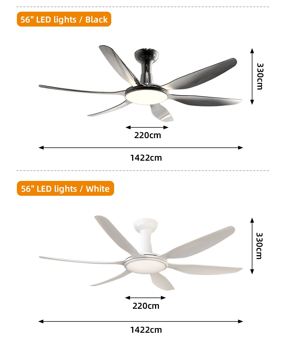 56inch Dc Ceiling Fan Abs Blades 3 Cct 6 Speeds Remote Control Ceiling