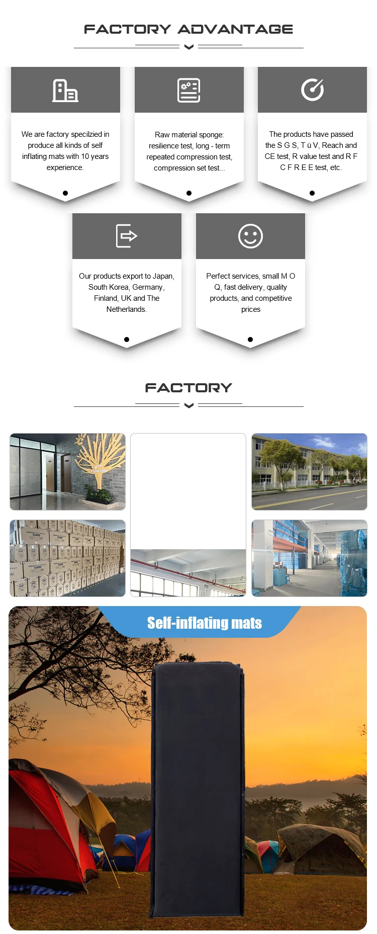 Suede Outdoor Foam Camping Sleeping Pad Selfinflating Camping Mat Air