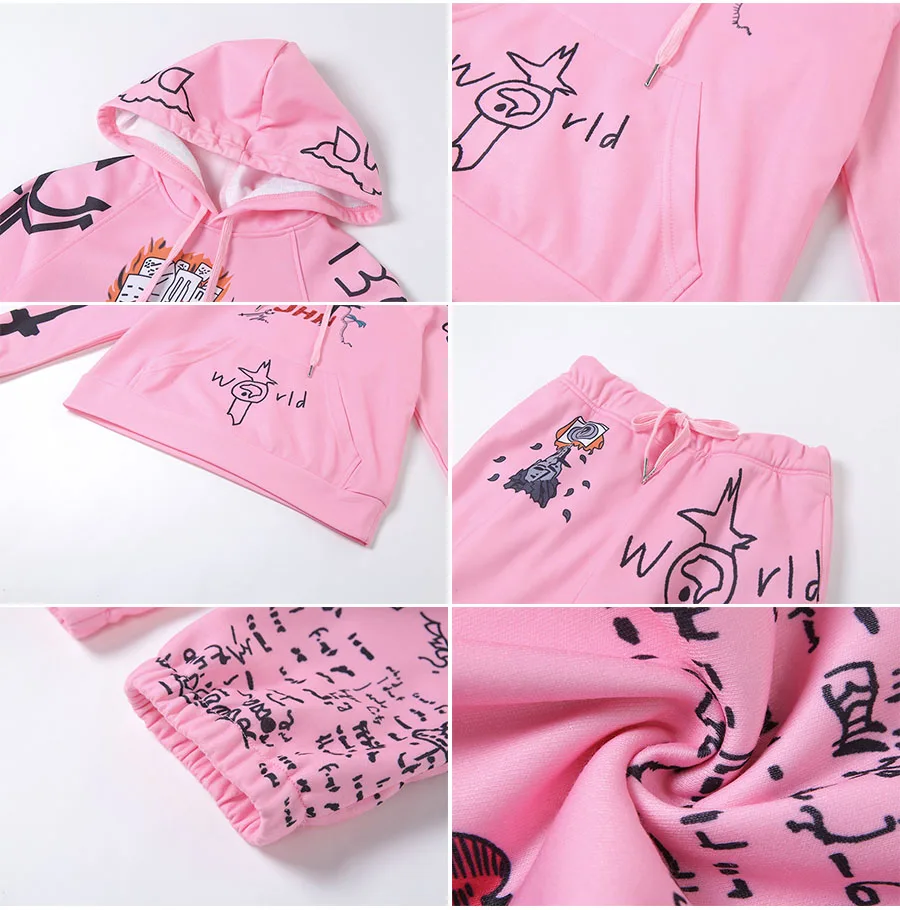 M20S09140 2021 New Arrivals Stylish Cartoon Graphic Casual Tracksuit Women Fall Winter Hoodies Pullover Sweatpants 2Piece Set