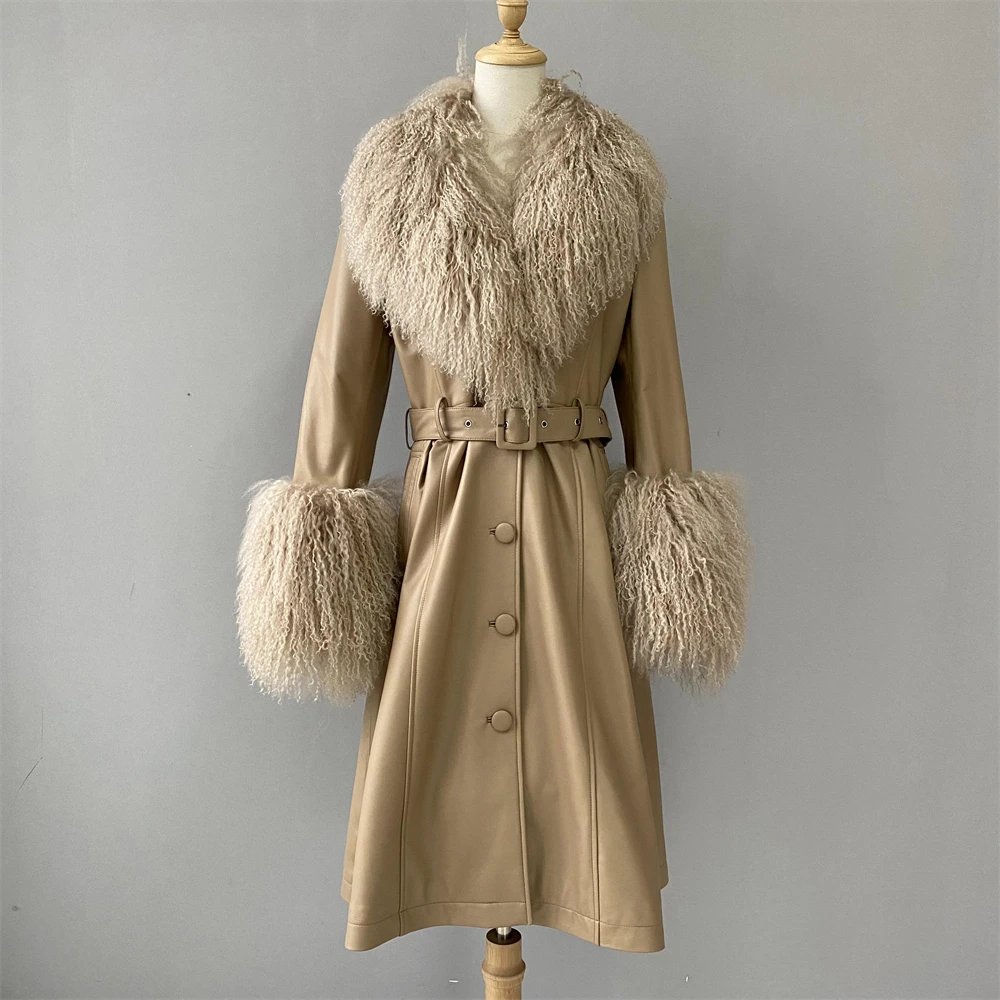 New Arrival Sheepskin Coat Mongolia Sheep Fur Collar And Cuffs Autumn ...