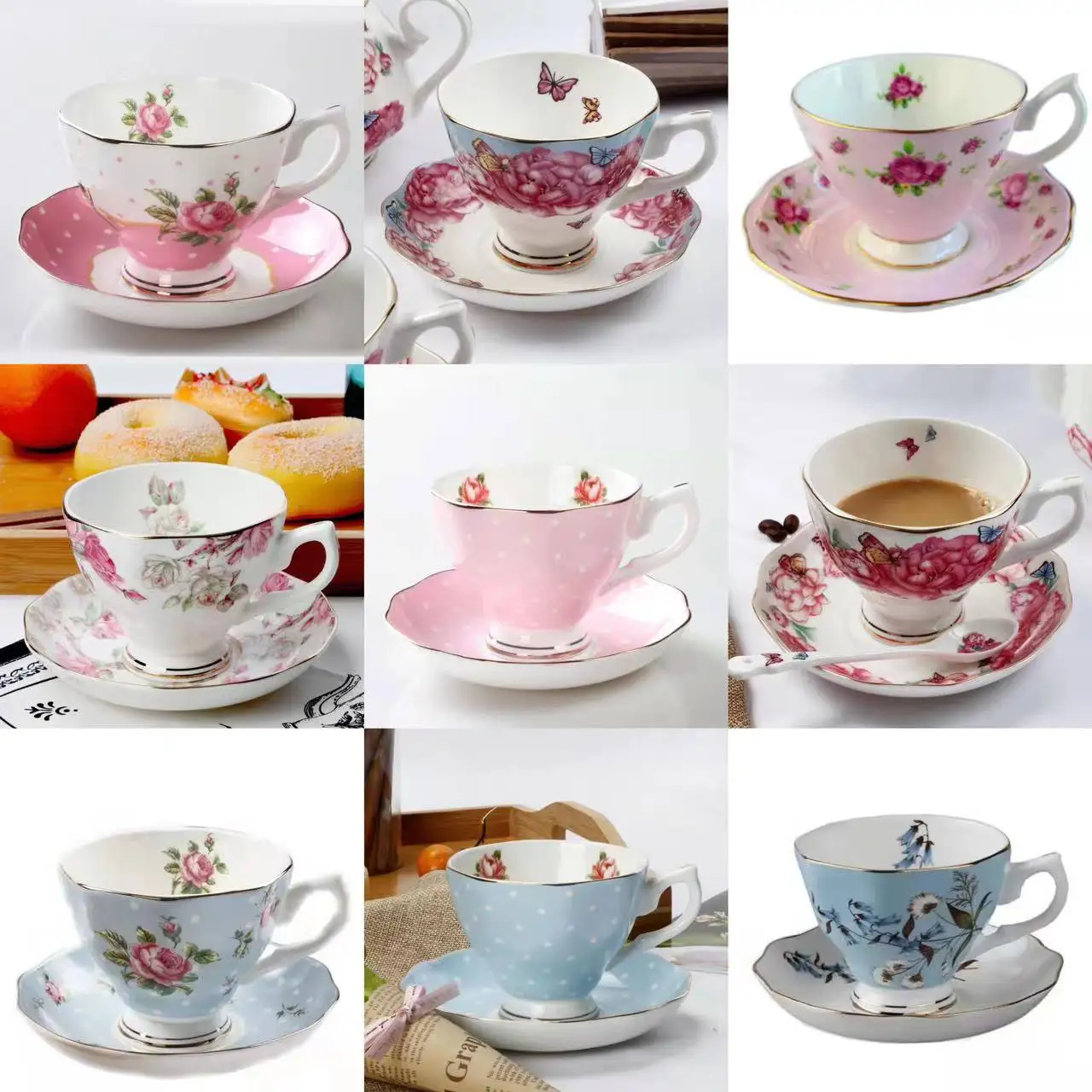 English Afternoon Tea Cup And Saucer Set 200ml Custom Design Bone China