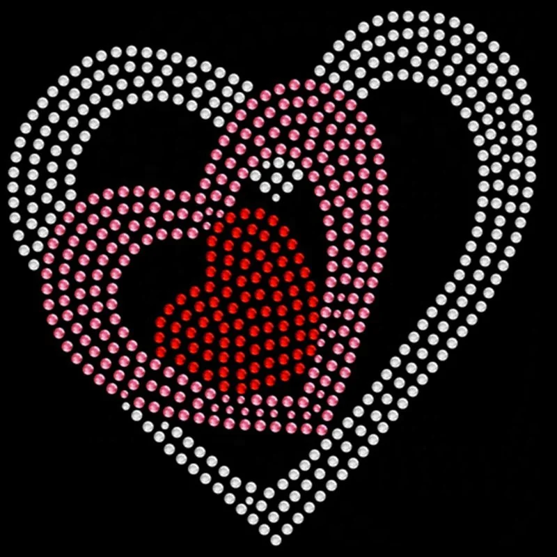 Heart Red Rhinestone Iron on Transfer