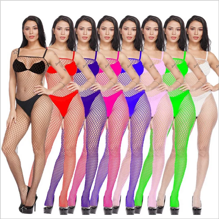 Nude Hot Fashion Show Custom High Quality Black Sexy Ladies Fishnet Crotchless Lingerie Bodystocking