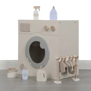 Hot Sell Cream Log Washing Machine Early Educational Early Educational Wood Educational Games  for Kids Toddler Boys & Girls