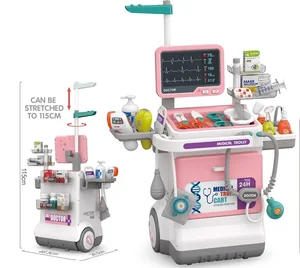 ITTL New Preschool Role Play Doctor Set Simulation Inject Medical Trolly Toy Set with Light Sound Children Pretend Toys for Kids