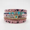 7 pink with blue stones