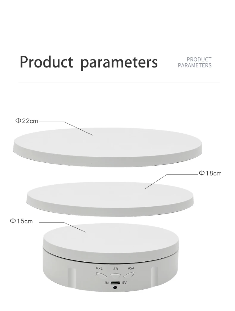 Motorized Rechargeable 18cm 3 In 1 Turntable Electric Rotating Display