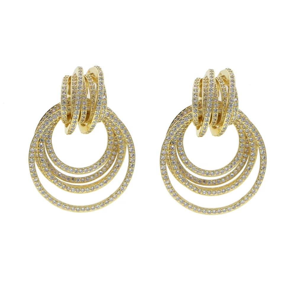 Promotion Multiple Circle Hoop Drop Silver Gold Metal Hoop Fashion Women Lady European Classic Hoop Cz Earring