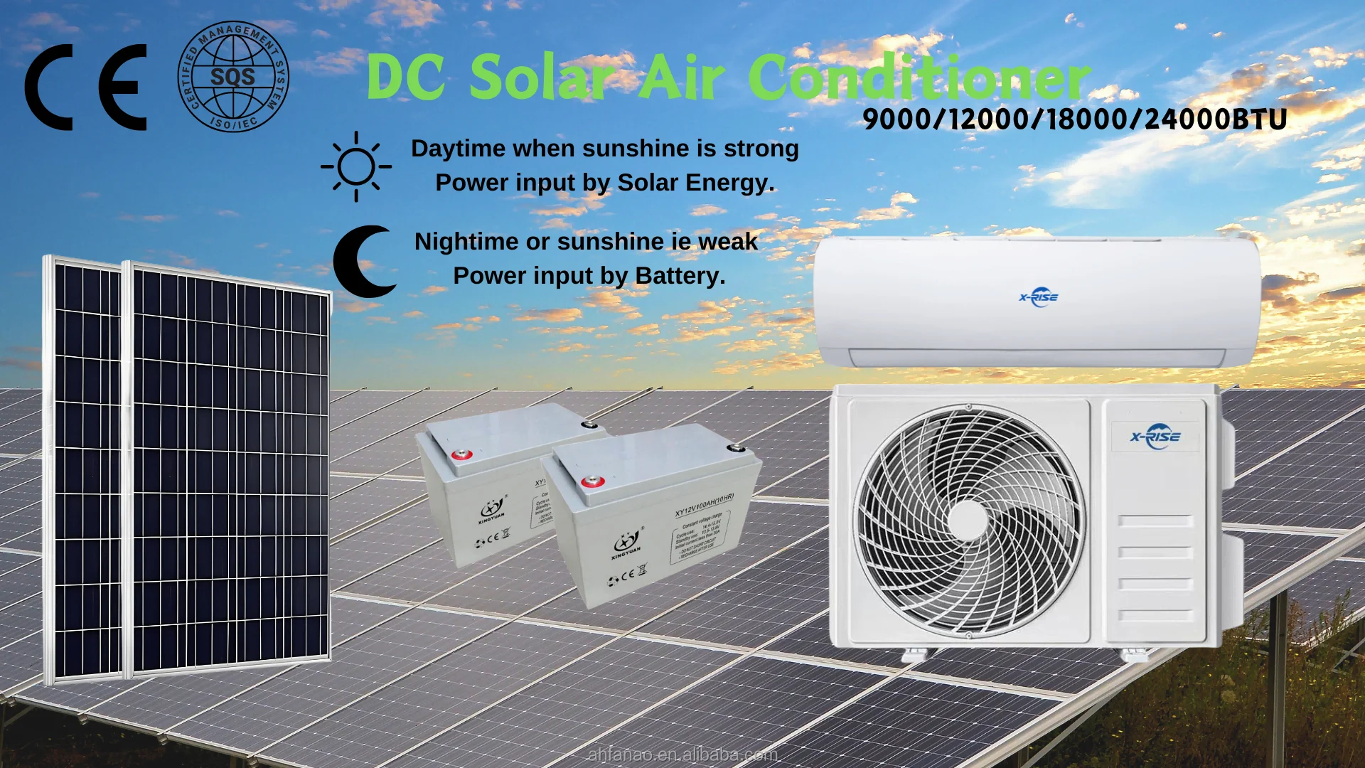 9000btu High Quality Service Solar Panels Hybrid Wall Mounted Solar Air ...