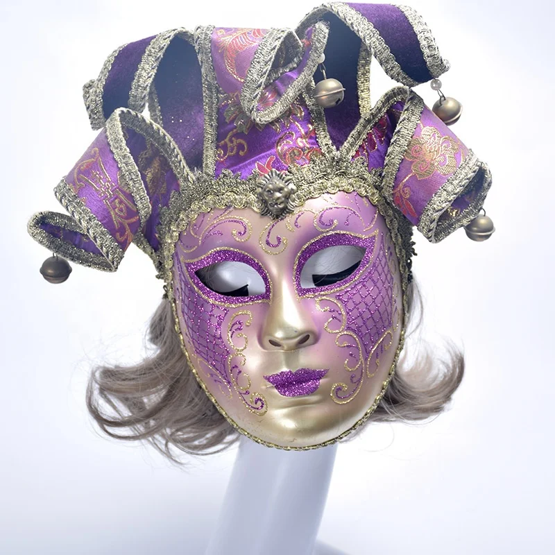 Toyvian Full Face Mask Cosplay Costume Prop Jester Mask Masquerade Vintage Venetian  Mardi Gras Mask for Party Costume (Purple and Black Purple Eye, Girls  Style) - Jester Planet