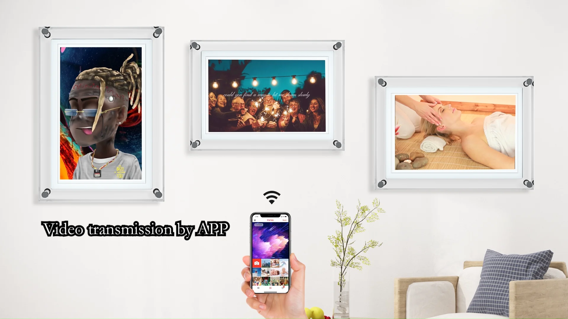 White Acrylic Electronic Digital Smart Photo Frame Video Art Frame Foto Digital Display Frame