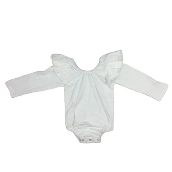 RTS Multi - color Baby long white Flutter Sleeve leotard Solid color infant leotard