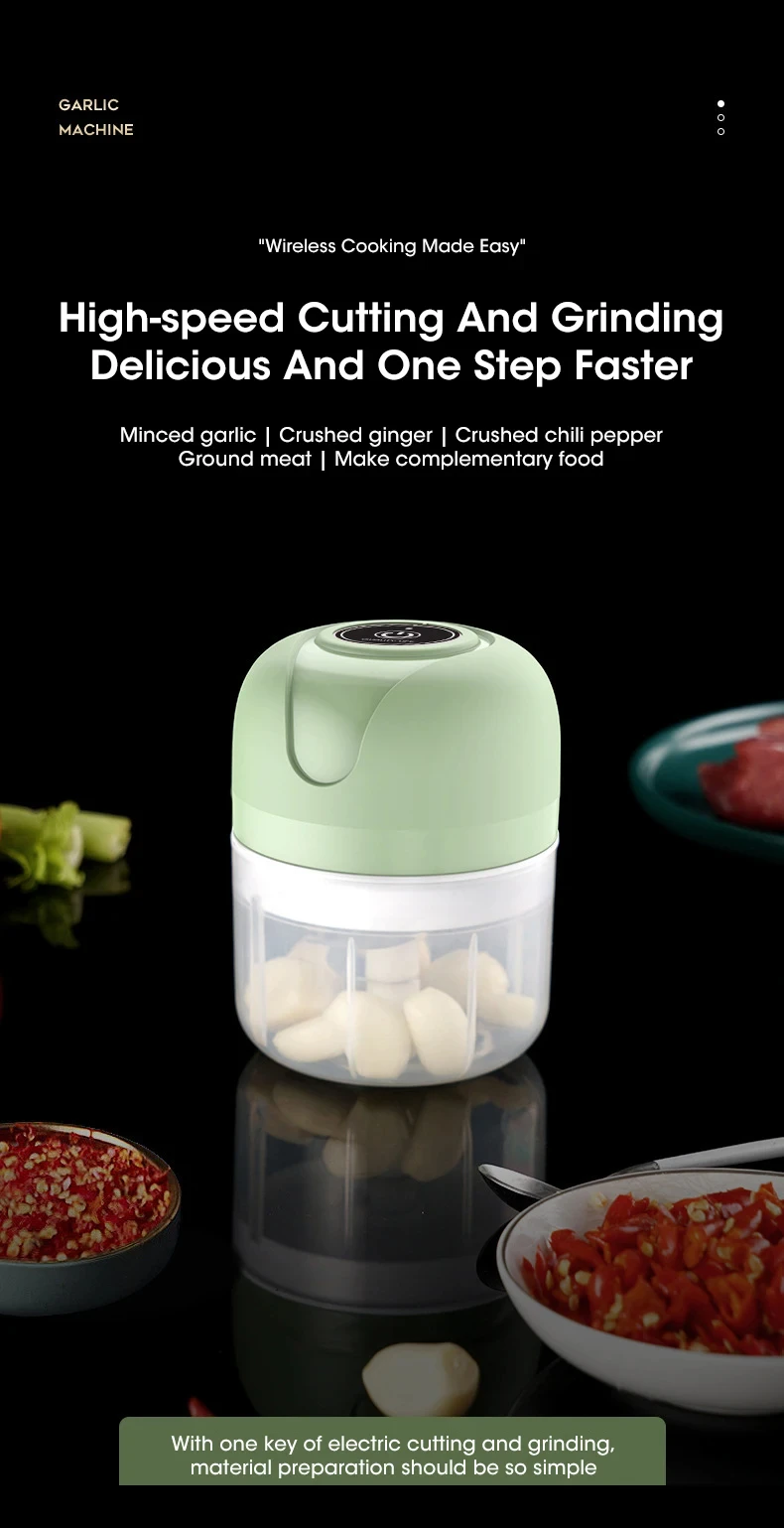 Mini Electric Vegetable Cutter Chopper Garlic Masher Crusher USB Rechargeable Ginger Meat Grinder Food Processor Kitchen Gadget