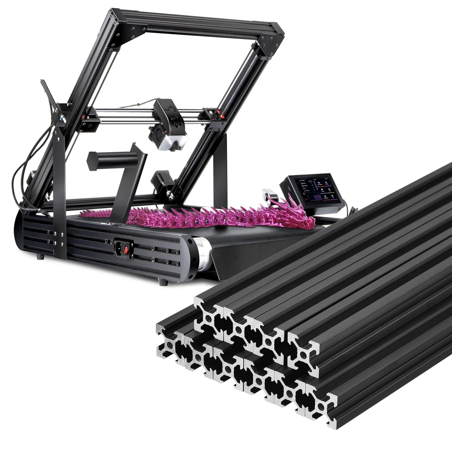 Aluminum Extrusion Profile Black 4040 T-Slot Anodized Linear Bar Rail Framing for 3D Printer Parts, CNC Routers