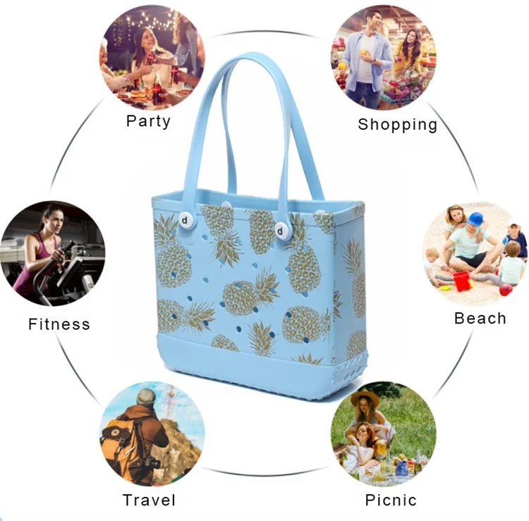 Rubber Beach Bag Bogg Style Hole Waterproof Durable Open Silicone Tote