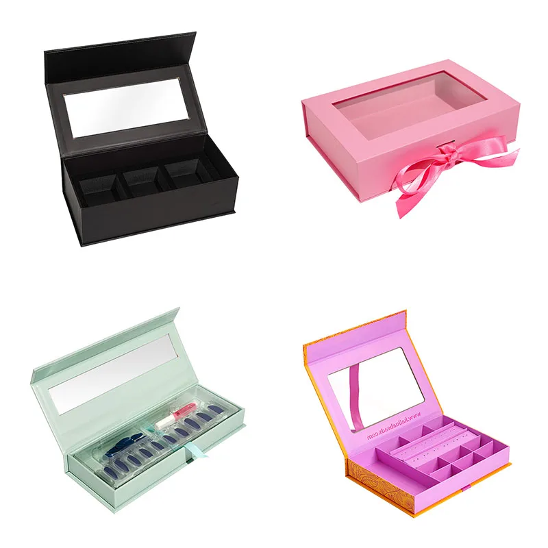 Wholesale Custom Luxury Rigid Box Magnetic Box Packaging Box with Window Cosmetic Packaging Box
