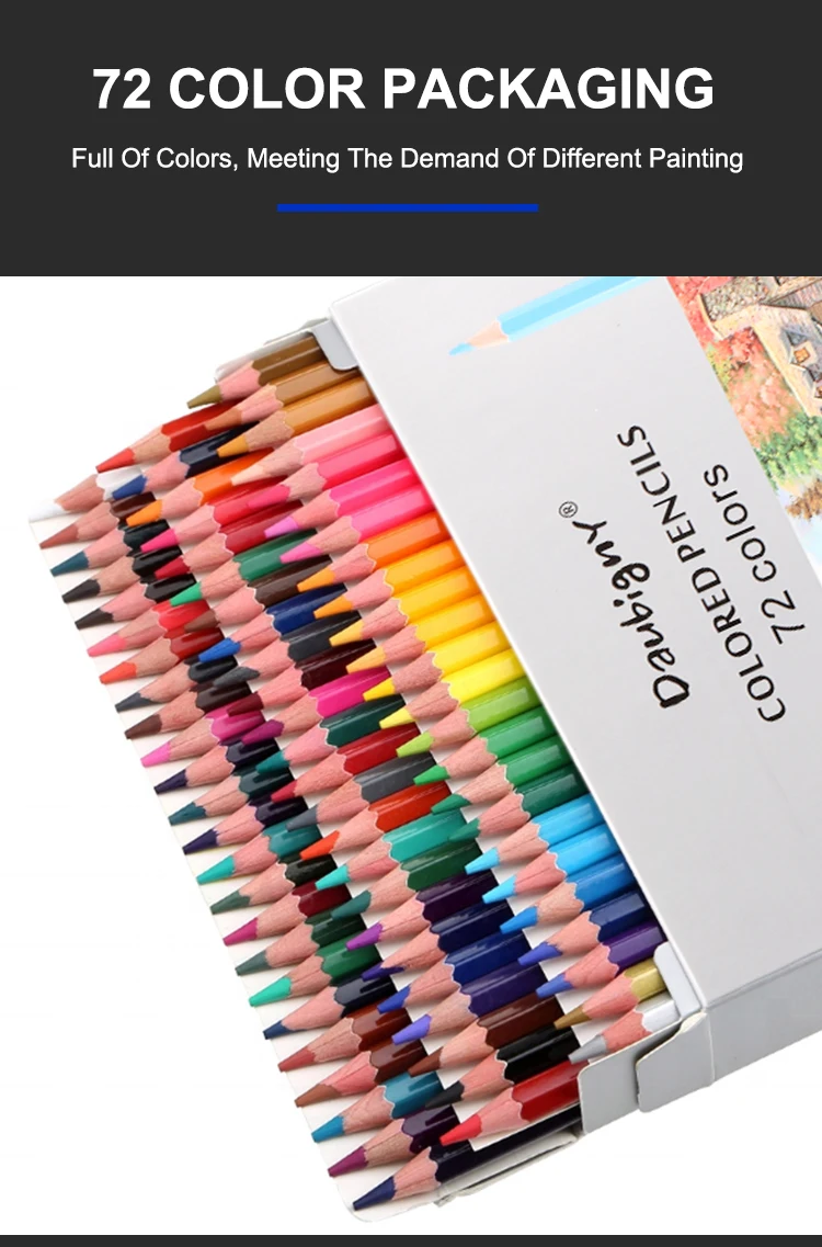 Daubigny 72 Colors Natural Wood Oilbased Colored Pencil Set With Paper