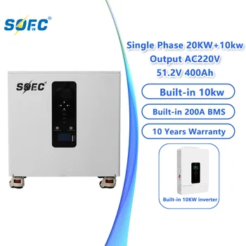 All One ESS Single Phase 20kWh AC220V 51.2V 400Ah Home Solar System Built-in 10kW/12kWh CAN Communication
