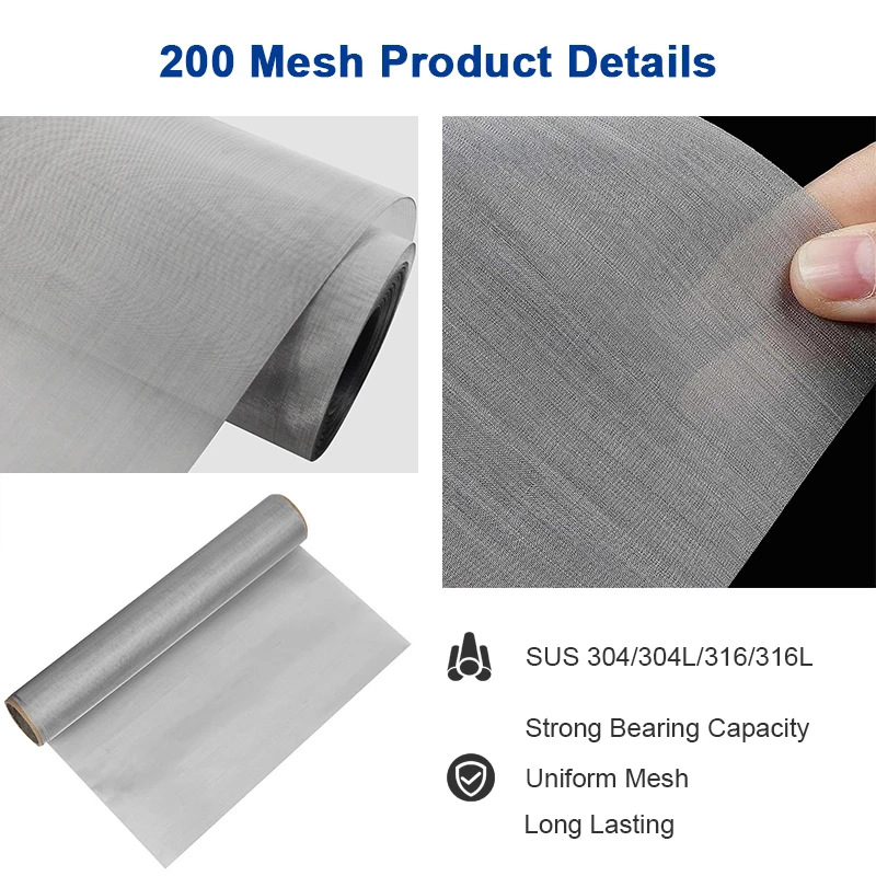 SS 304 400 Micron 40 Mesh Stainless Steel Wire Mesh 1m X 30m Cloth Screen