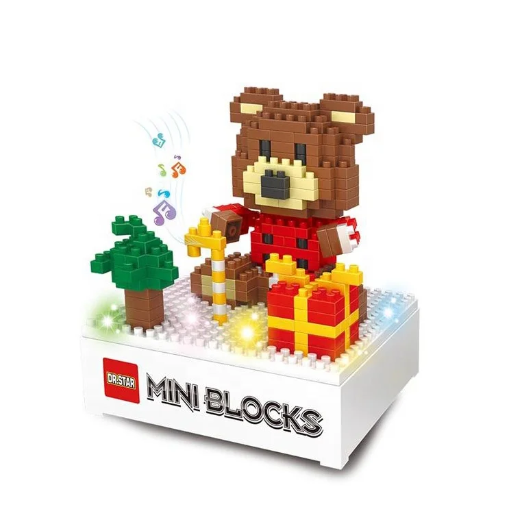 Wholesale Christmas Decoration Supplies Micro Particles Building Blocks  Music Box Toy DIY Assembling Xmas Themes Gifts for Kids