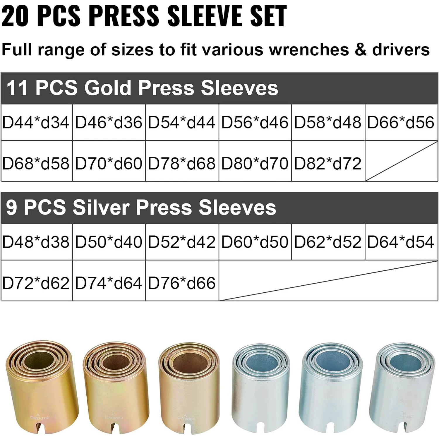 26PCS Universal Press and Pull Sleeve Kit Bearing Bush Removal Installation Tool Kit Professional Bushing Tool