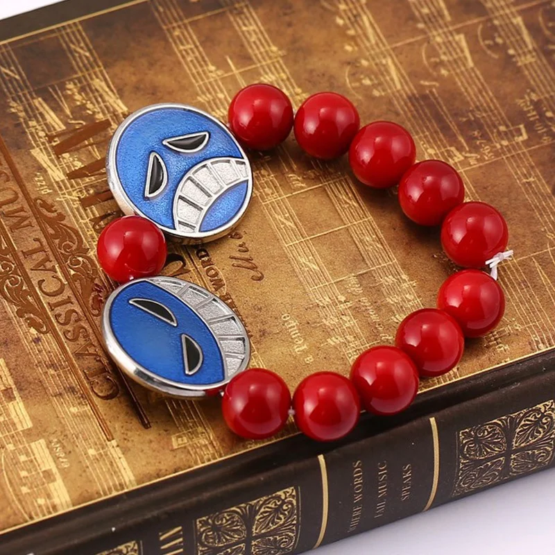 アニメワンピースポートガスDエースルフィレッドビーズネックレスと