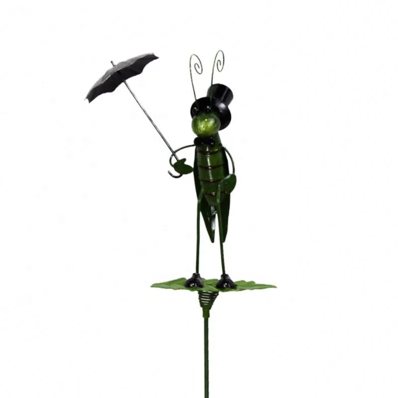 Waterproof Metal Cute Animal Grasshopper Garden Stake